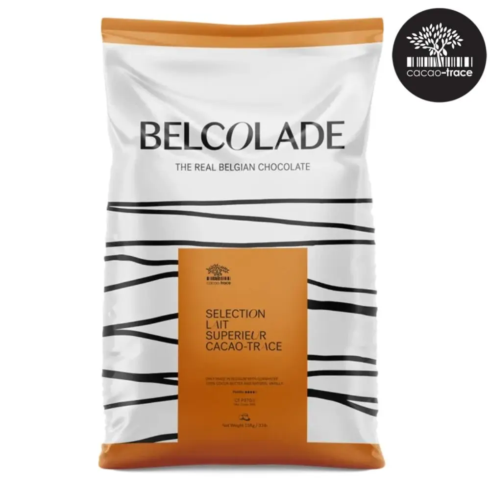 "CT P370/J DROPS 15KG BAG AP GRB Belcolade Milk Chocolate, Selection, Lait Superieur, Sustainable Cacao - Trace"