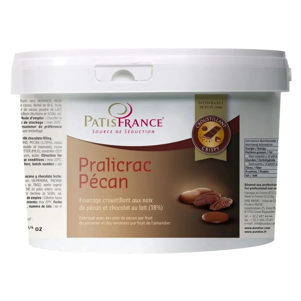 Pralicrac Pecan- crunchy filling made with pecan nuts and milk