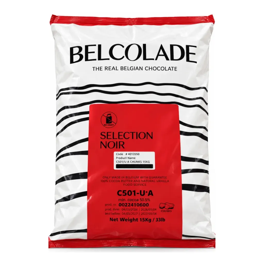 "C501/U:A CHUNKS 15KG BAG AP ARA Belcolade Dark Chocolate, Selection, Noir Selection"
