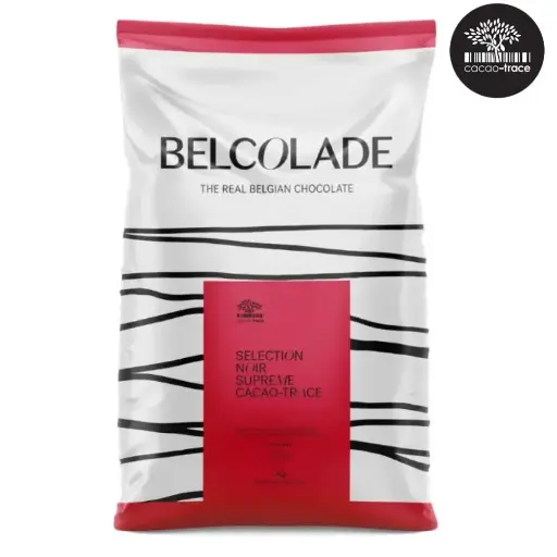 [4019588] "CT E740/J DROPS 15KG BAG AP GRB Belcolade Dark Chocolate, Selection, Noir Supreme, Sustainable Cacao - Trace"