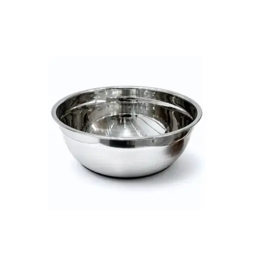 [002-24#] Steel Bowl 24Cm, Rubber Bottom, Black