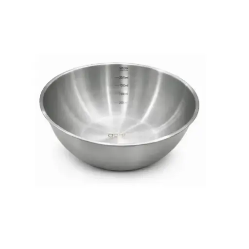[003-25#] Steel Bowl 25Cm, Rubber Bottom, Black, Sus304